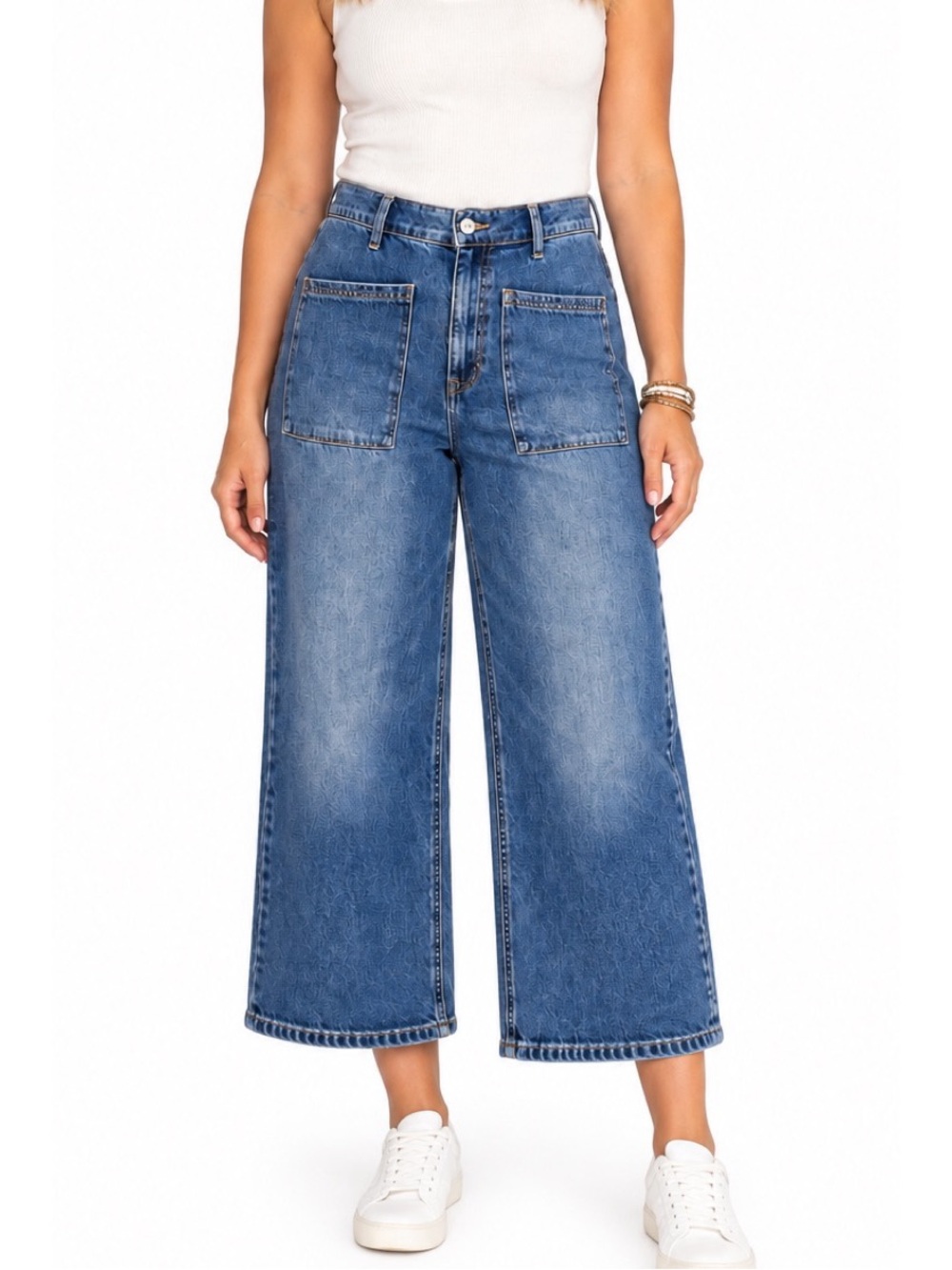 Lucky Brand Lucky Legend Patch Pocket Wide Leg Crop Jeans size 12/31